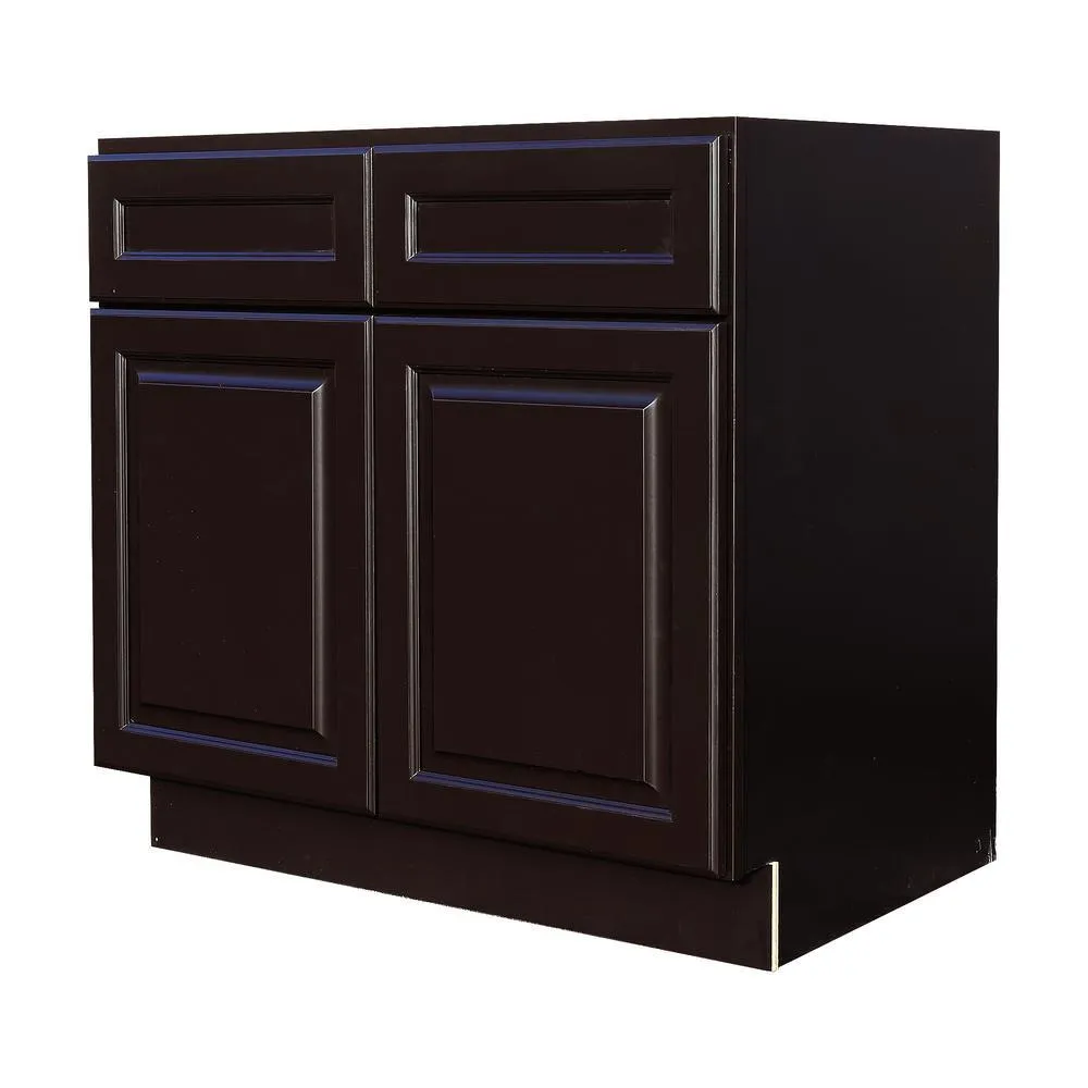 Newport Assembled 36 in. x 34.5 in. x 24 in. Base Cabinet with 2 Doors 2 Drawers in Dark Espresso, photo 2 of 6