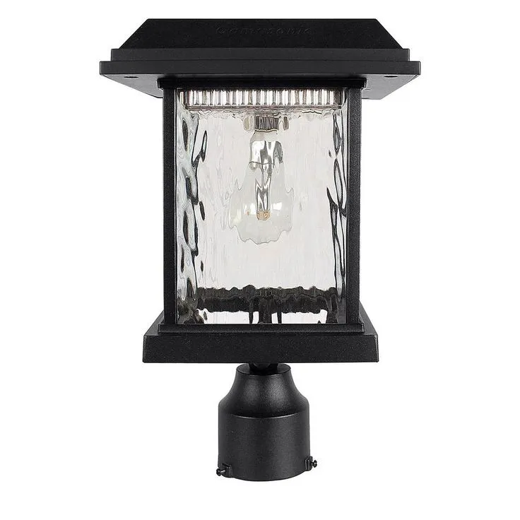 Gama Sonic Aspen Outdoor Black Integrated LED Post Light with 3 in. Fitter and GS Solar LED Light Bulb, photo 6 of 6