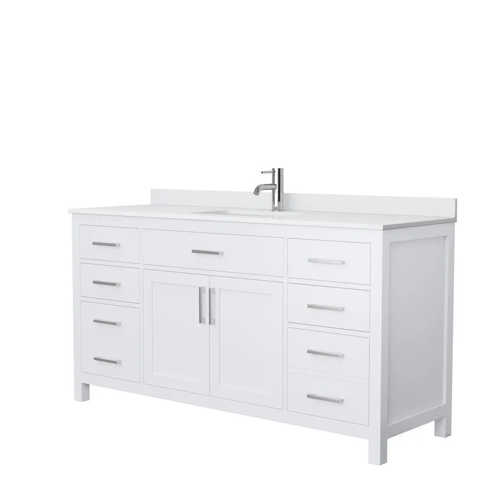 Beckett 54 in. W x 22 in. D Single Vanity in White with Cultured Marble Vanity Top in Carrara with White Basin, photo 19 of 54