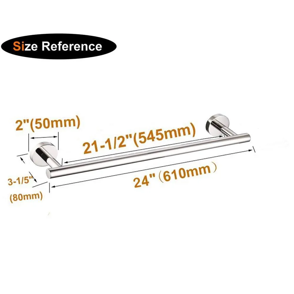 ruiling 24 in. Wall Mount Towel Bar in Stainless Steel Polished Chrome, photo 5 of 9
