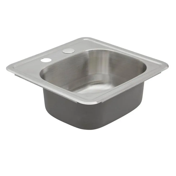 Drop-In 22-Gauge Stainless Steel 15 in. 2-Hole Single Bowl Bar Sink, photo 3 of 9