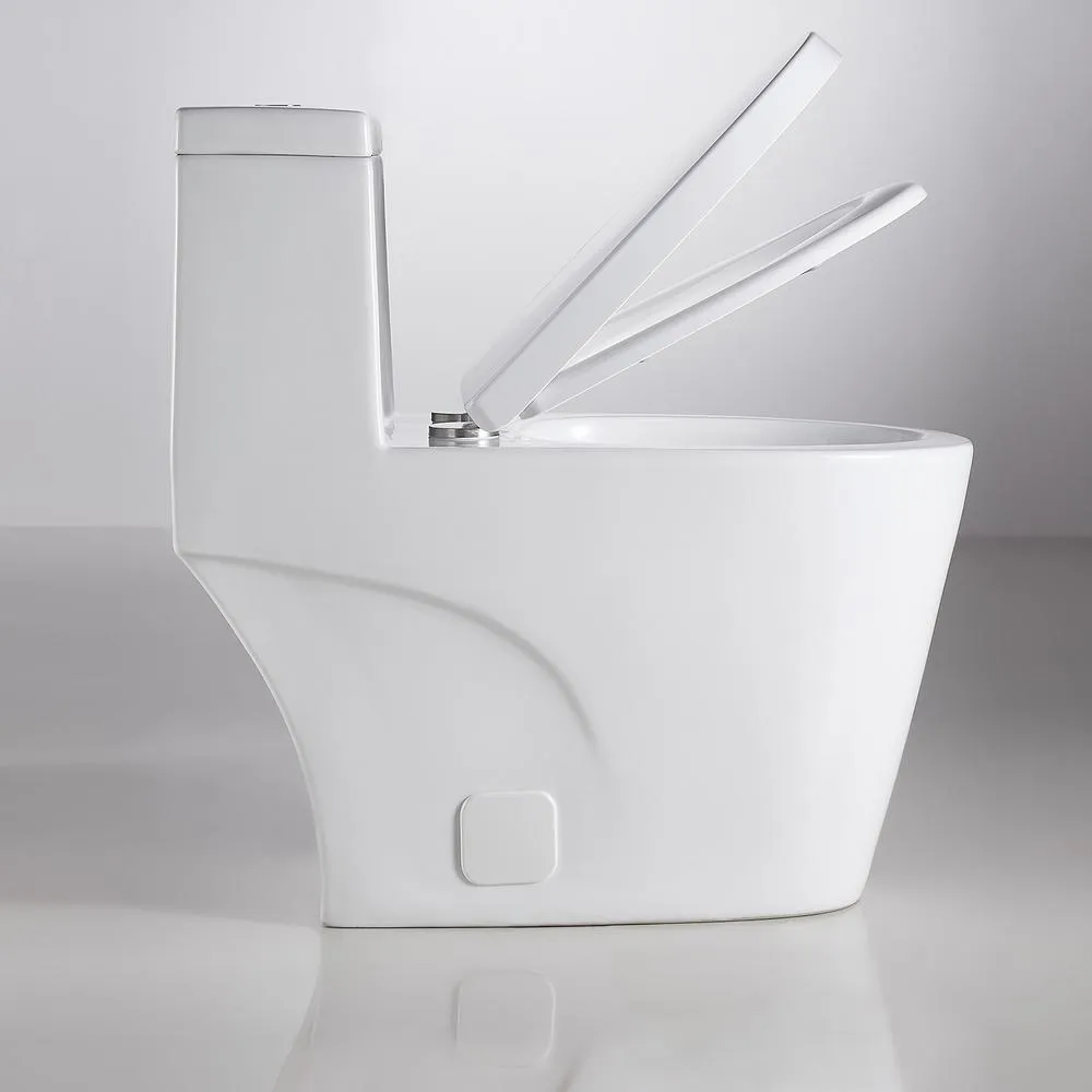 0.8 GPF/1.28 GPF Dual Flush Square Shape Ceramic Elongated Toilet Square Only in White, photo 4 of 7