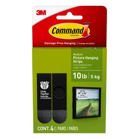 Command Black Large Picture Hanging Strips, 16 lb Capacity, 4 Pack
