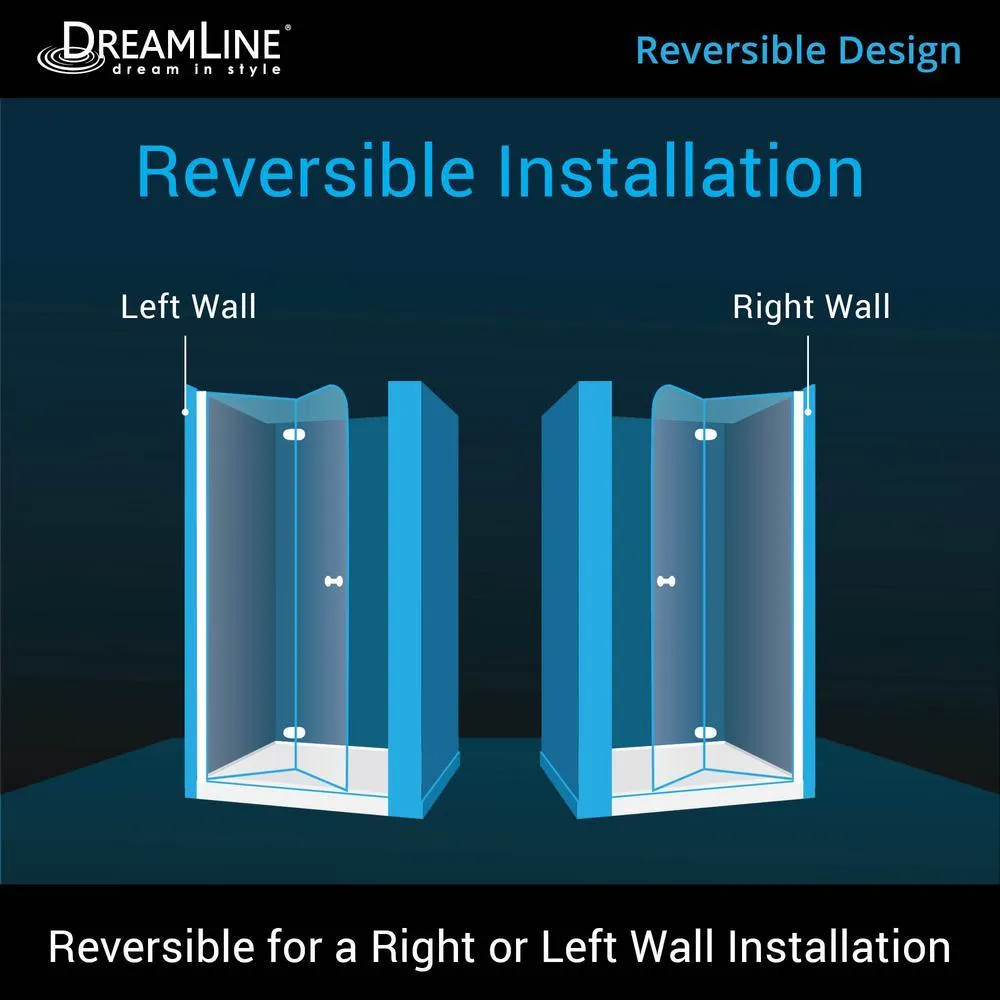 DreamLine Aqua Fold 36 in. D x 36 in. W x 76 3/4 in. H Frameless Shower Door with Base and Backwalls, photo 4 of 13