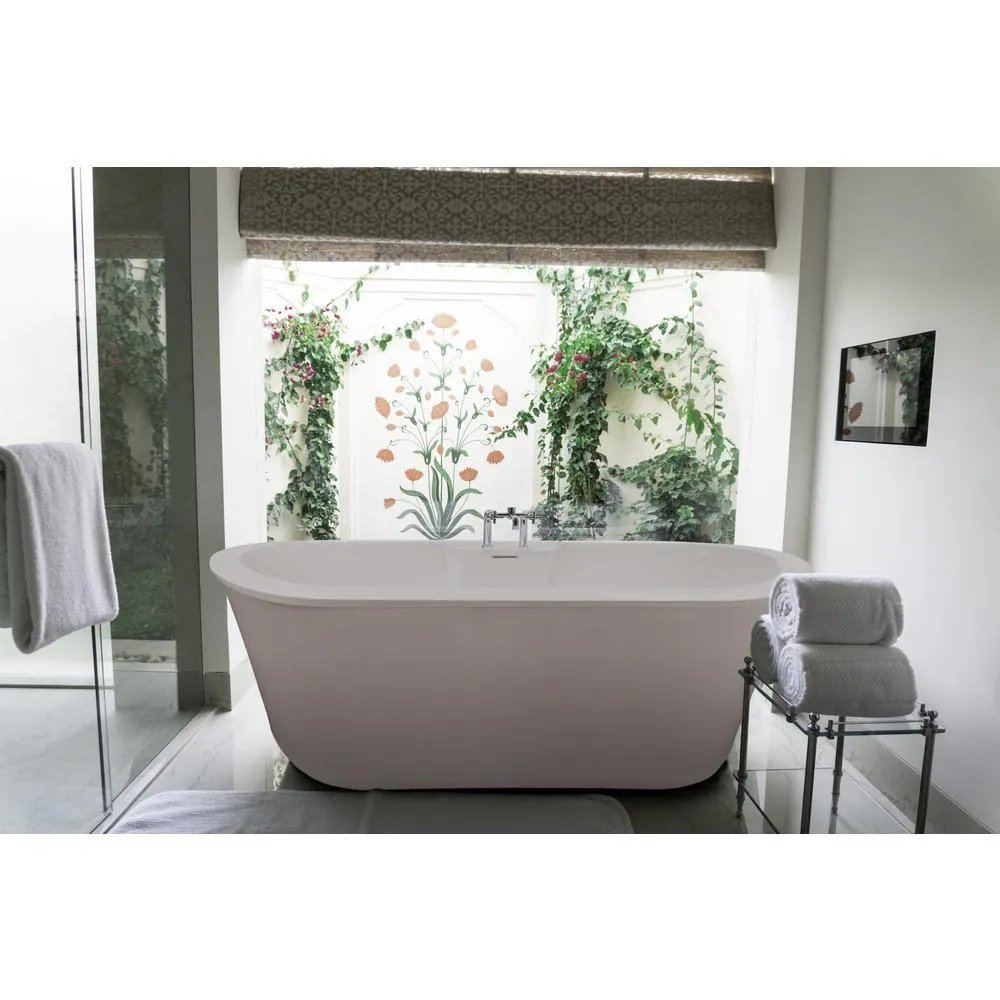 Eveline 72 in. Flatbottom Freestanding Air Bath Bathtub in White, photo 2 of 3