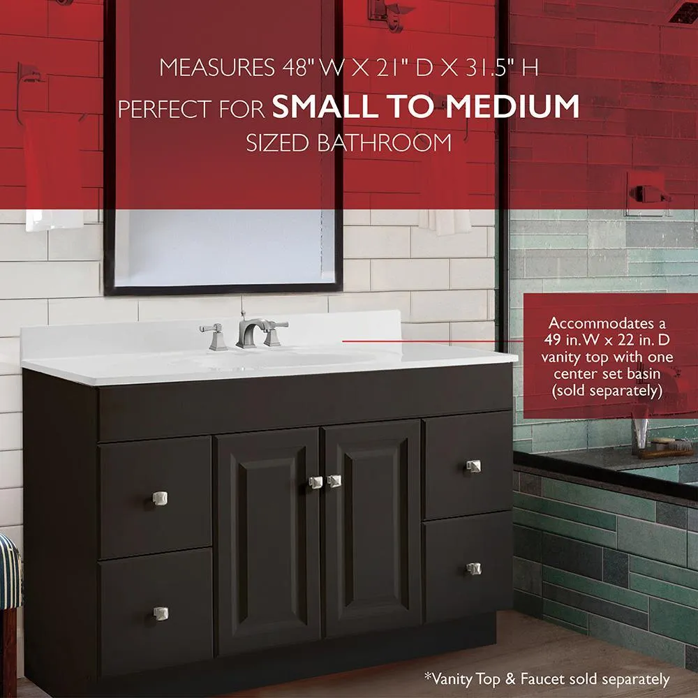 Wyndham 48 in. W x 21 in. D Ready to Assemble Bath Vanity Cabinet Only in Espresso, photo 5 of 29