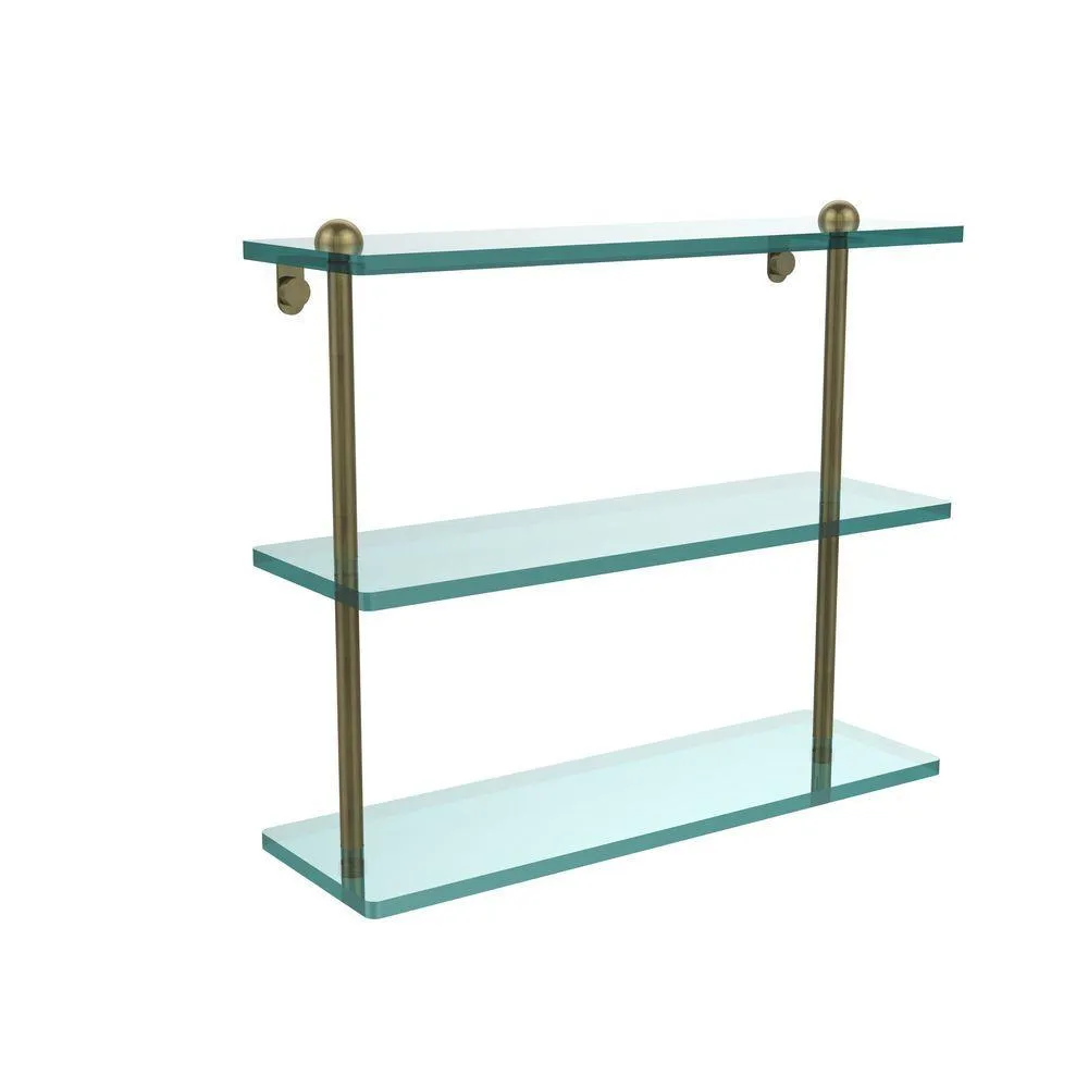 Allied Brass 16 in. L x 15 in. H x 5 in. W 3-Tier Clear Glass Bathroom Shelf in Antique Pewter, photo 14 of 14