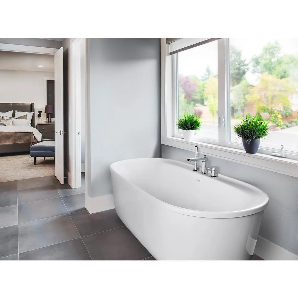 Spectacle 60 in. x 32 in. Acrylic Oval Freestanding Bathtub with Overflow and Drain, photo 5 of 13