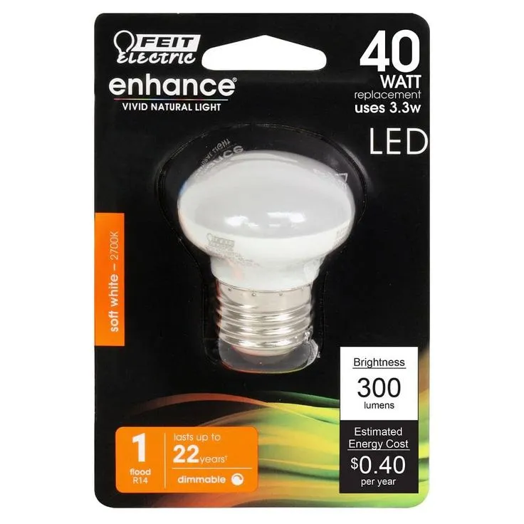 Feit Electric 40-Watt Equivalent R14 Dimmable CEC Title 20 Compliant LED ENERGY STAR 90+ CRI Flood Light Bulb, Soft White, photo 3 of 8