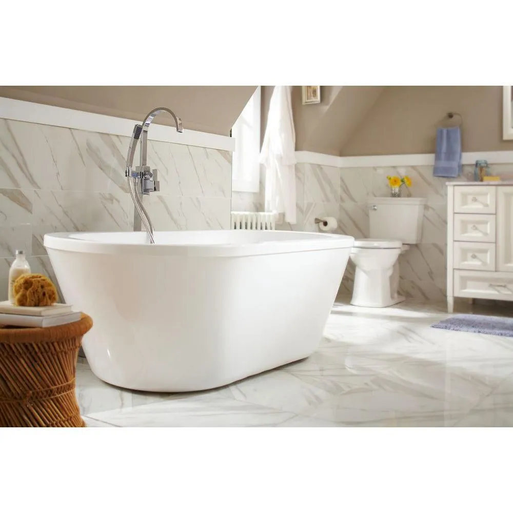Colton 63 in. Center Drain Freestanding Bathtub in Glossy White, photo 8 of 10