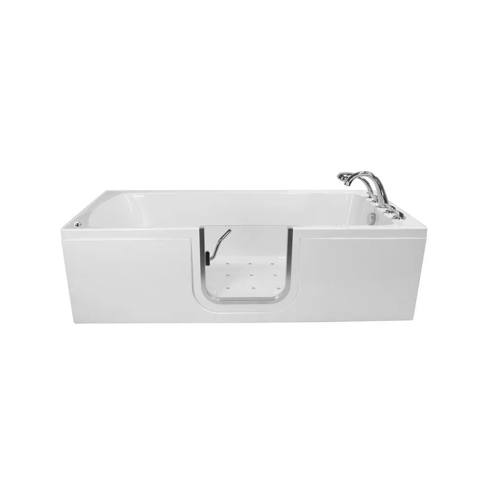 Ella Laydown 72 in. Walk-In Air Bathtub, White, Right-Hand-Seat Hinged Middle Glass Door with Screen, 5-Piece Fast-Fill Faucet, Right-Hand Drain, photo 7 of 18