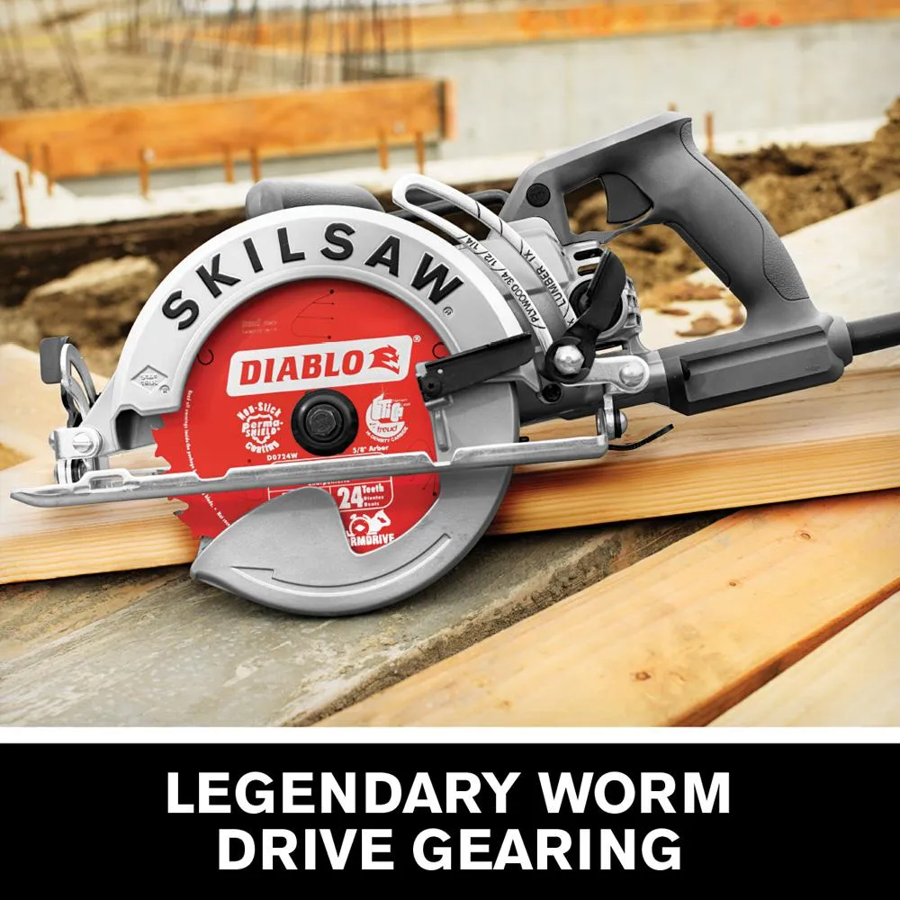 SKILSAW 15 Amp Corded Electric 7-1/4 in. Aluminum Worm Drive Circular Saw with 24-Tooth Carbide Tipped Diablo Blade, photo 2 of 11