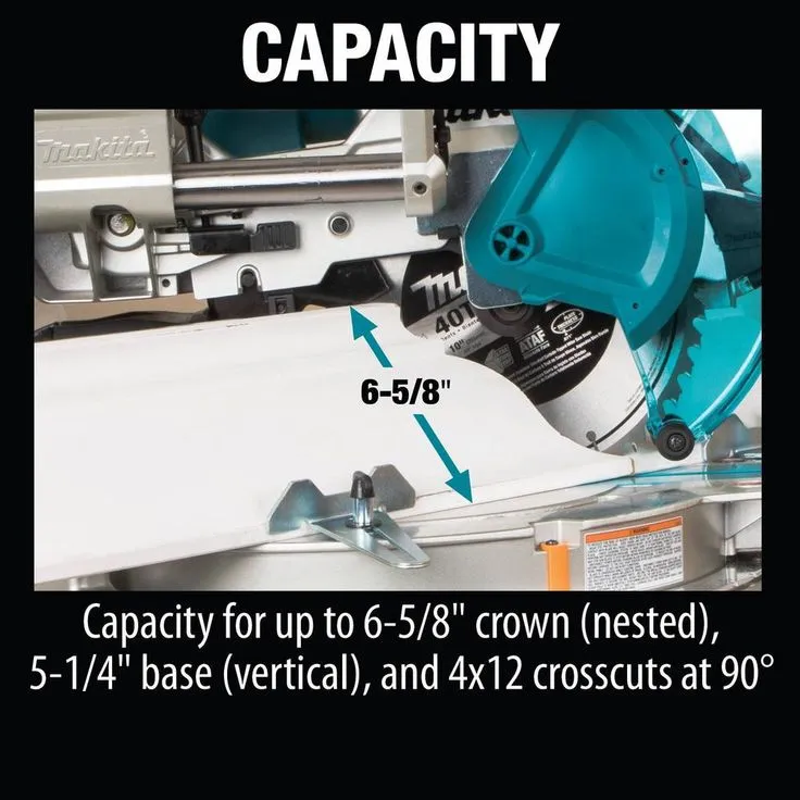 Makita 18-Volt X2 LXT Lithium-Ion Brushless Cordless 10 in. Dual-Bevel Sliding Compound Miter Saw 5.0 Ah with BONUS Router, photo 8 of 11