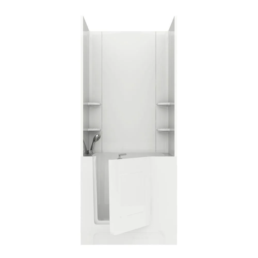Universal Tubs Rampart Nova Heated 5 ft. Walk-in Whirlpool and Air Bathtub with Flat Easy Up Adhesive Wall Surround in White, photo 18 of 29