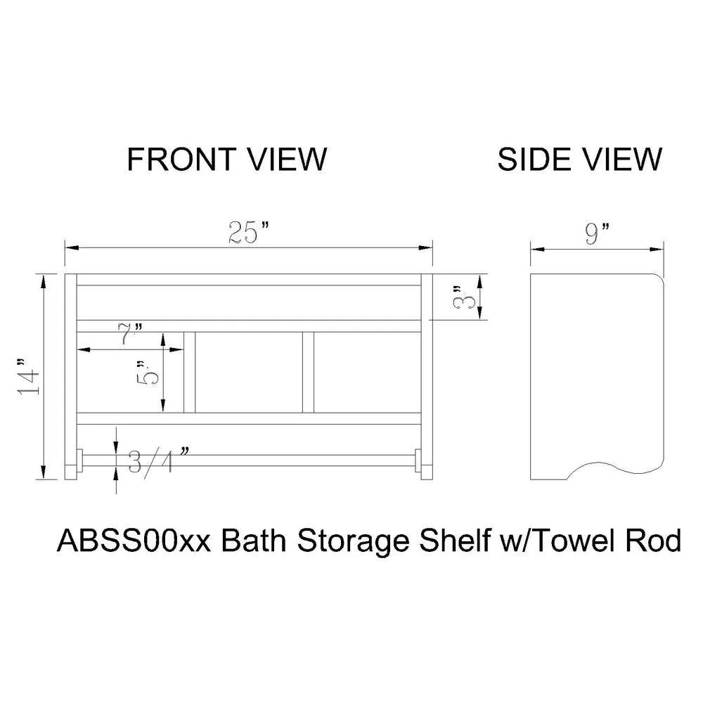 Alaterre Furniture 25 in. W Bath Storage Shelf with Towel Rod in Espresso, photo 3 of 6