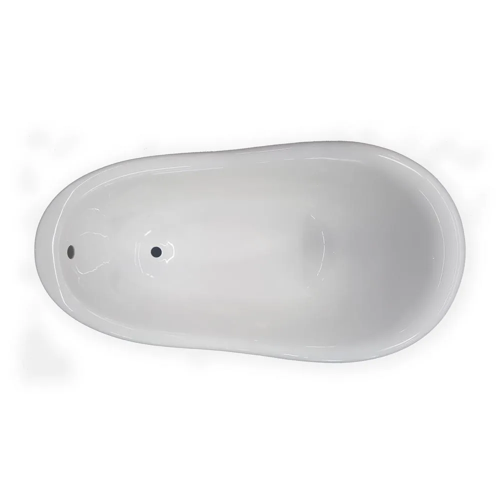 American Bath Factory Chelsea 60 in. Acrylic Slipper Clawfoot Bathtub Package in White with Old Bronze Imperial Feet and Deck Mount Faucet, photo 2 of 10