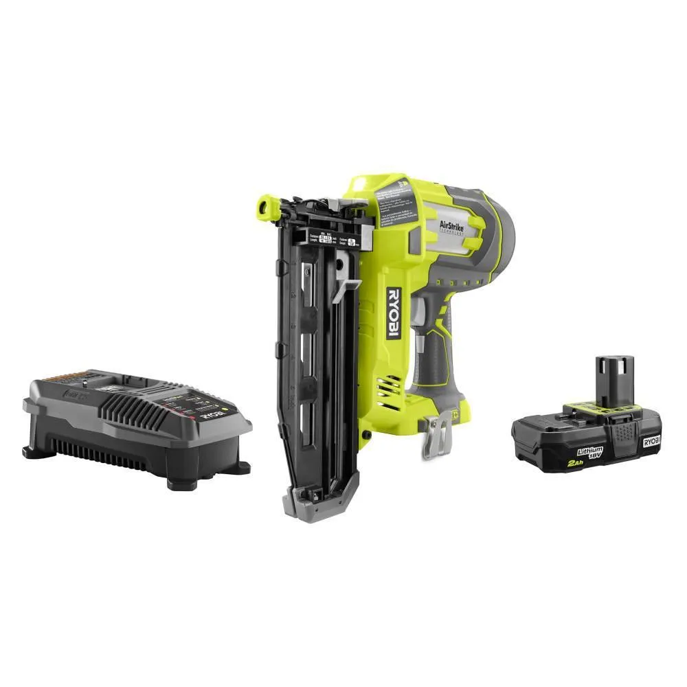 RYOBI 18-Volt ONE+ Lithium-Ion Cordless AirStrike 16-Gauge Cordless Straight Finish Nailer (Tool Only) with Sample Nails, photo 16 of 16