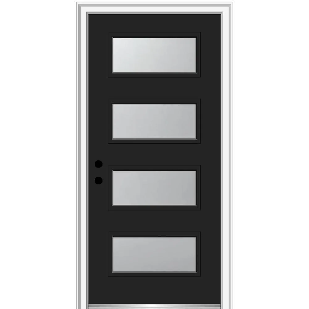 MMI Door 36 in. x 80 in. Celeste Left-Hand Inswing 4-Lite Frosted Glass Painted Steel Prehung Front Door on 6-9/16 in. Frame, photo 44 of 52