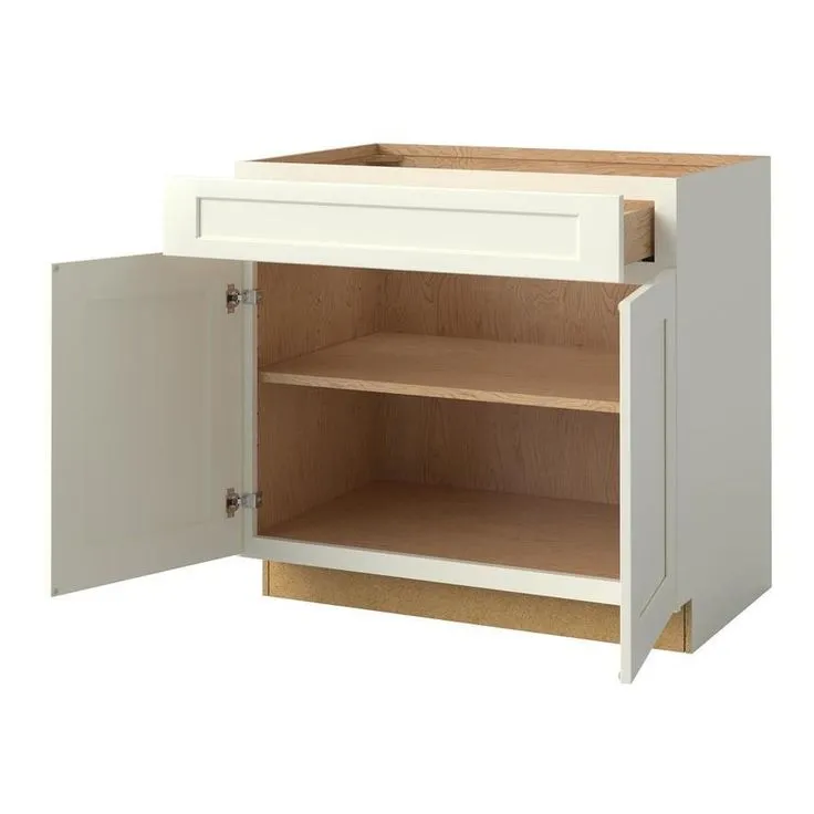 allen + roth Aveley 36-in W x 34.5-in H x 24-in D Linen Maple Door and Drawer Base Semi-Custom Cabinet, photo 2 of 5