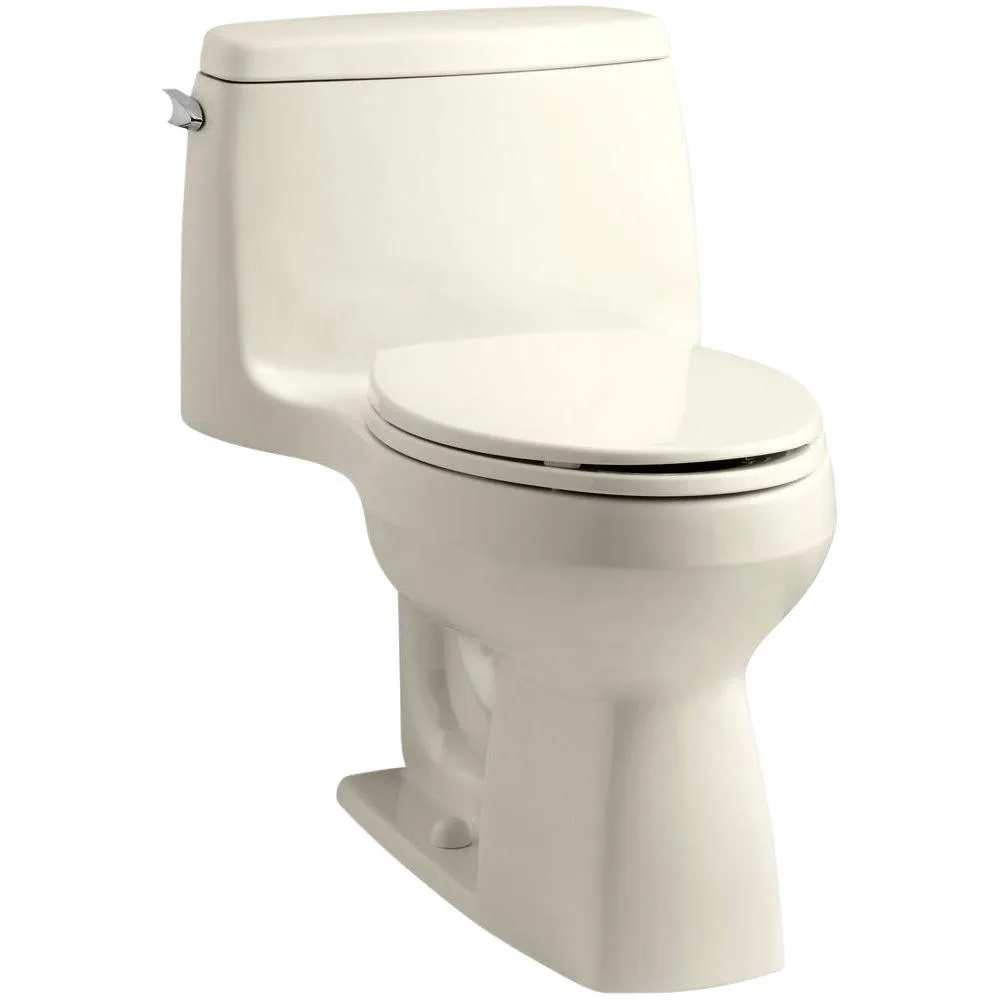 Santa Rosa Comfort Height 1-Piece 1.28 GPF Single Flush Compact Elongated Toilet with AquaPiston Flush in White, photo 16 of 21