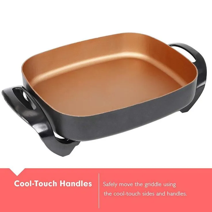 16 in. x 12 in. x 3.15 in. 8 Qt Copper Professional Non-Stick Copper Electric Skillet Jumbo, photo 2 of 6