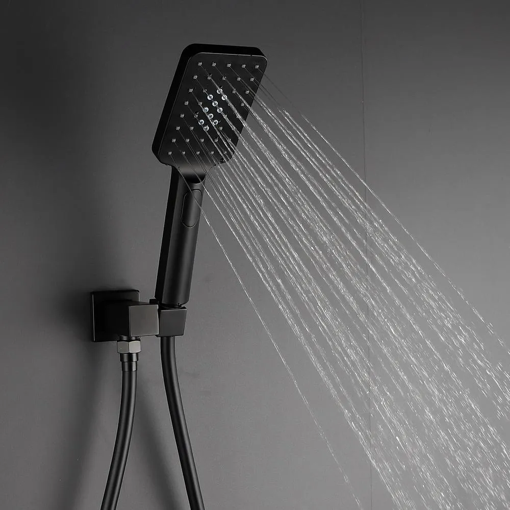 3-Spray with 2.5 GPM 12 in. 2 Functions Tub Wall Mount Dual Shower Heads in Spot in Matte Black (Valve Included), photo 6 of 8