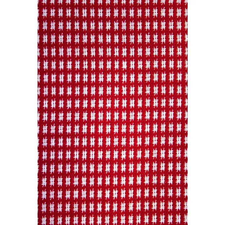 Homespun Fringed 60 in. x 102 in. Red 100% Cotton Tablecloth, photo 6 of 8