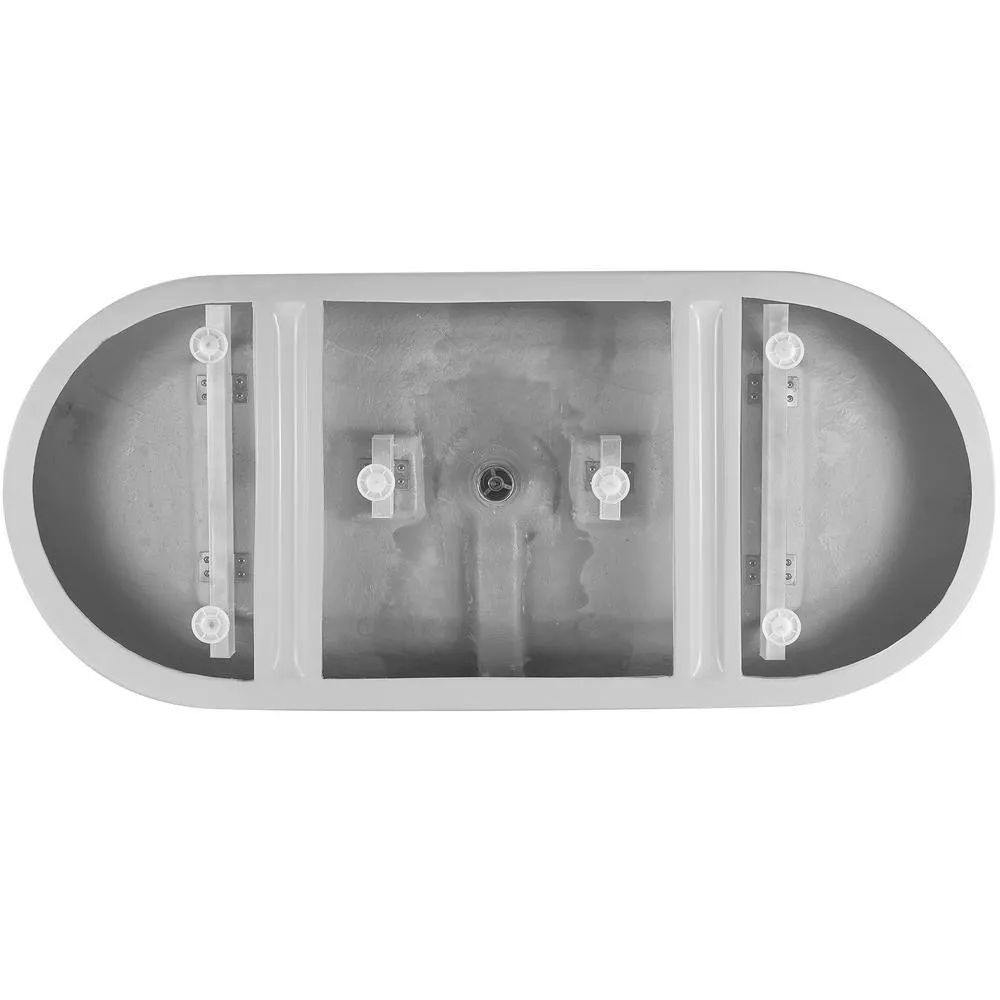 59 in. Acrylic Center Drain Oval Double Slipper Flatbottom Freestanding Bathtub in Glossy White, photo 8 of 10