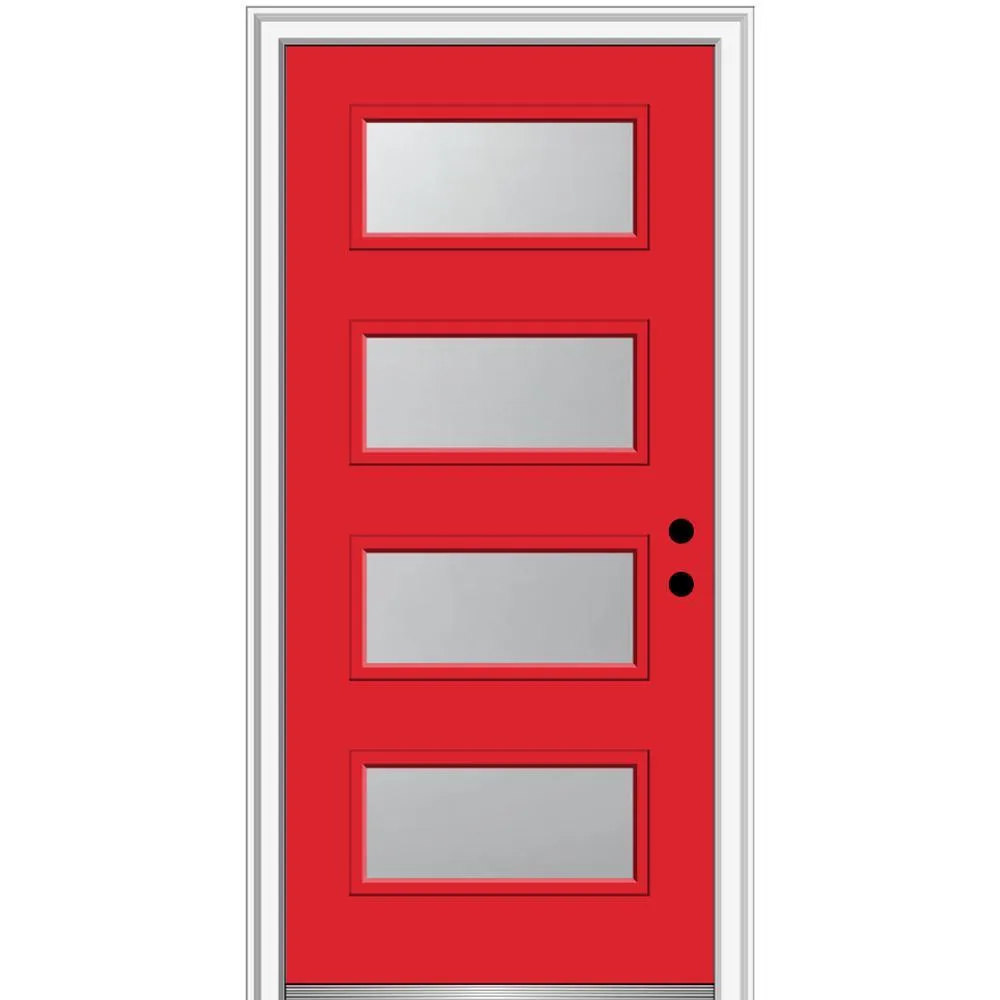 MMI Door 36 in. x 80 in. Celeste Left-Hand Inswing 4-Lite Frosted Glass Painted Steel Prehung Front Door on 6-9/16 in. Frame, photo 46 of 52