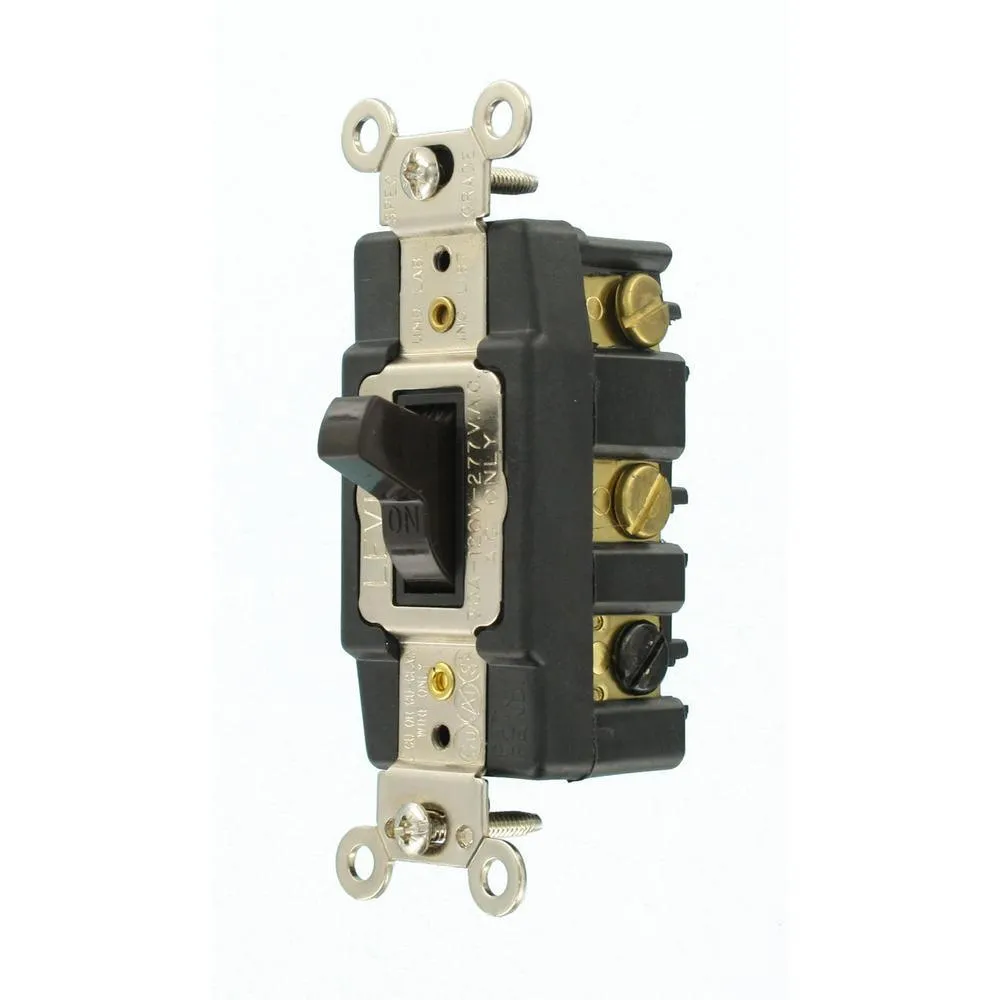 30 Amp Industrial Grade Heavy Duty Double-Pole Double-Throw Center-Off Maintained Contact Toggle Switch, Brown, photo 3 of 4