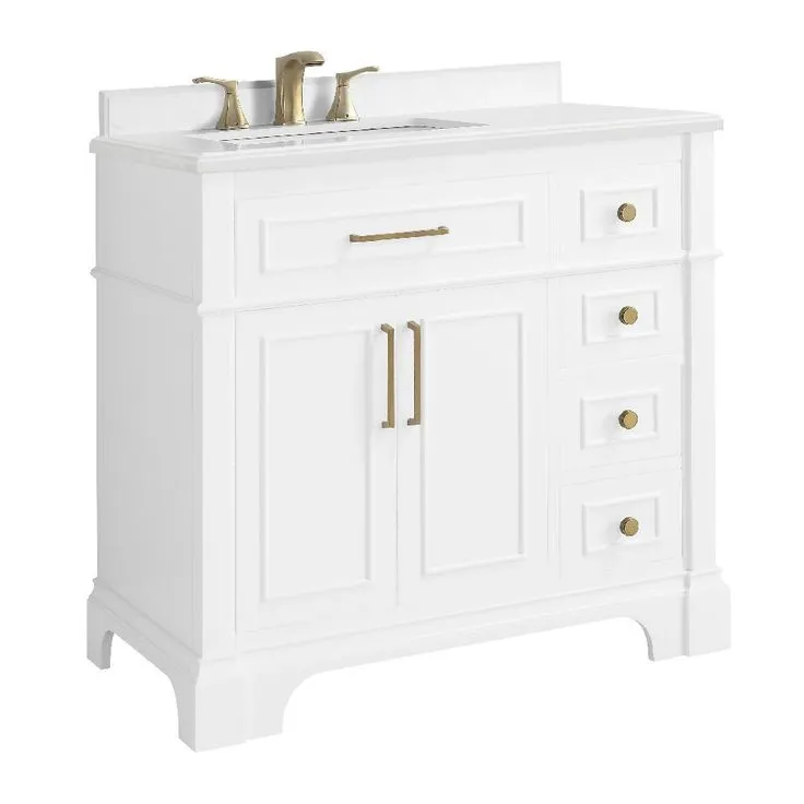 Melpark 48 in. W x 22 in. D Bath Vanity in White with Cultured Marble Vanity Top in White with White Sink, photo 3 of 6