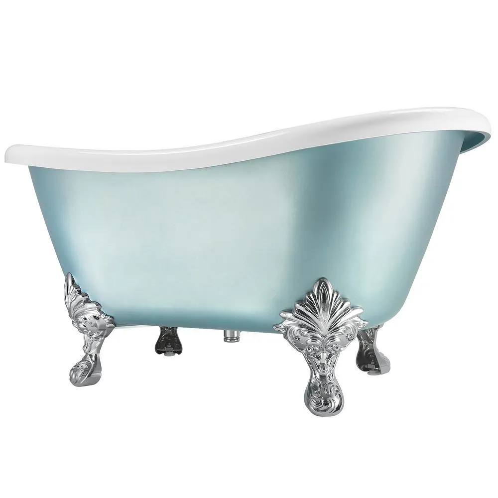 59 in. Fiberglass Double Slipper Clawfoot Non-Whirlpool Bathtub in Matte Lichen Green, photo 6 of 11