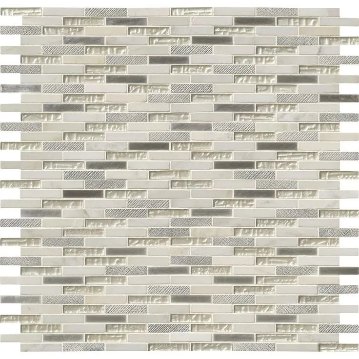 MSI Ocean Crest Brick 12 in. x 12 in. x 8 mm Glass Metal Stone Mesh-Mounted Mosaic Wall Tile (10 sq. ft. / case), photo 9 of 10