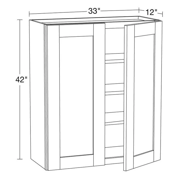 Home Decorators Collection Washington Vessel Blue Plywood Shaker Assembled Wall Kitchen Cabinet 3 Shelves Soft Close 33 in W x 12 in D x 42 in H, photo 6 of 6