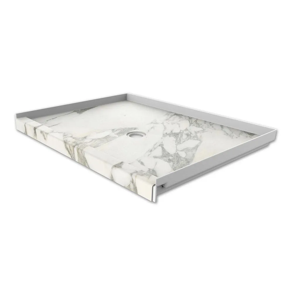34 in. x 48 in. Single Threshold Shower Base with Center Drain in Calacatta White, photo 11 of 21