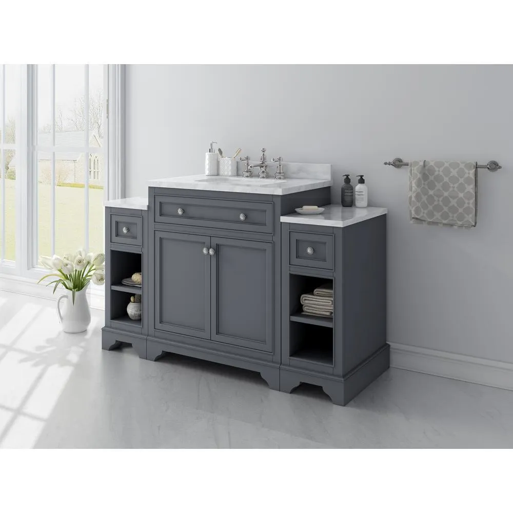 Mornington 54 in. W x 21 in. D Single Bath Vanity in Grey with Marble Vanity Top in White with White Sink, photo 2 of 8
