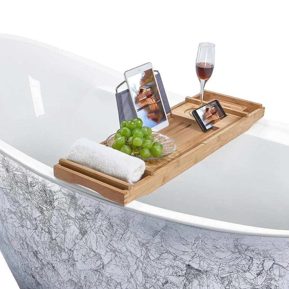 Freestanding 67 in. Acrylic Flatbottom Bathtub Modern Stand Alone Tub Luxurious SPA Tub in Glossy Silver, photo 4 of 7