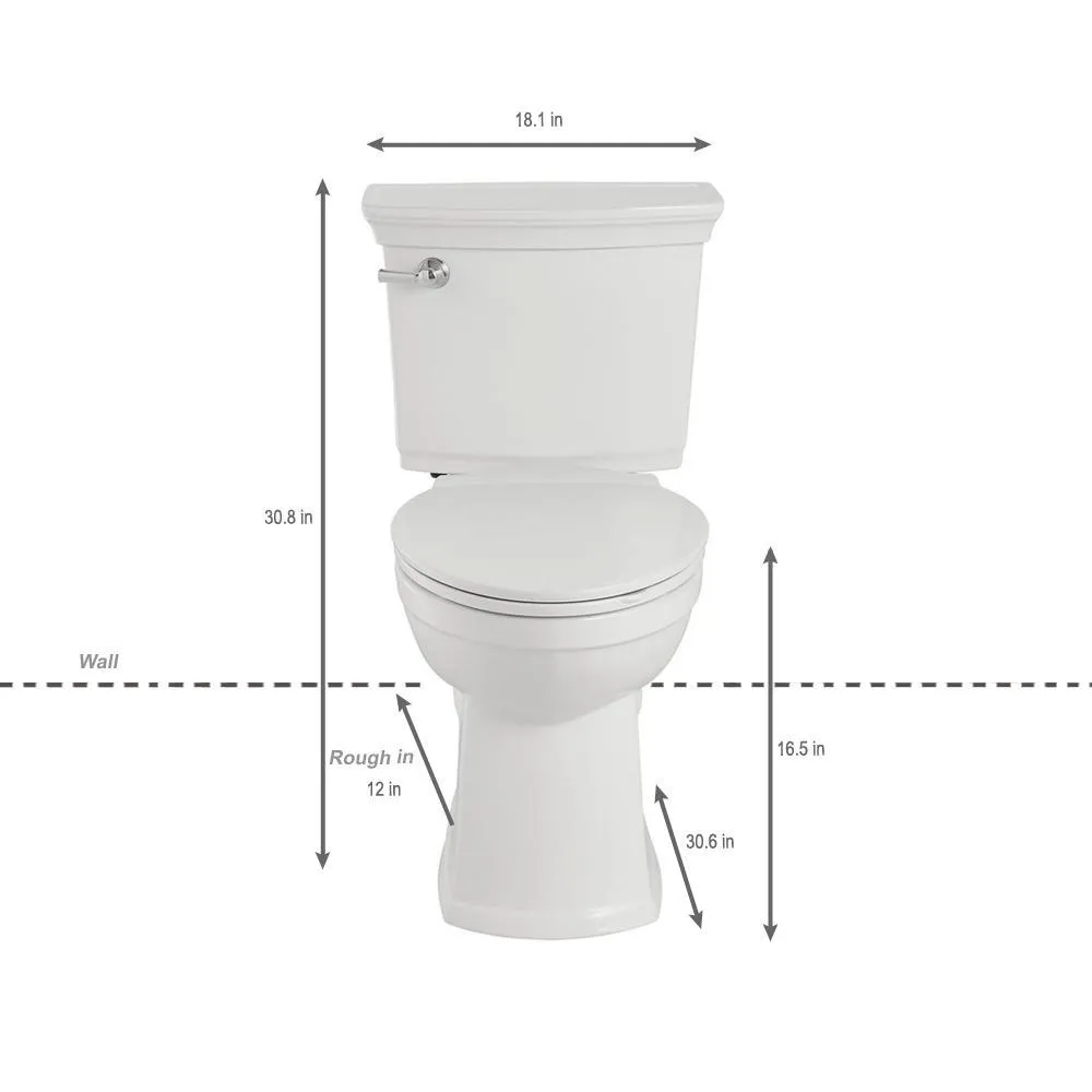 VorMax Plus Tall Height 2-Piece 1.28 GPF Single Flush Elongated Toilet in White with Slow Close Seat, photo 4 of 11