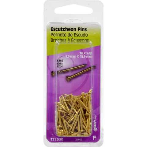 16 Ga x 5/8 in Brass Escutcheon Pins, 1 Pack, 2 oz