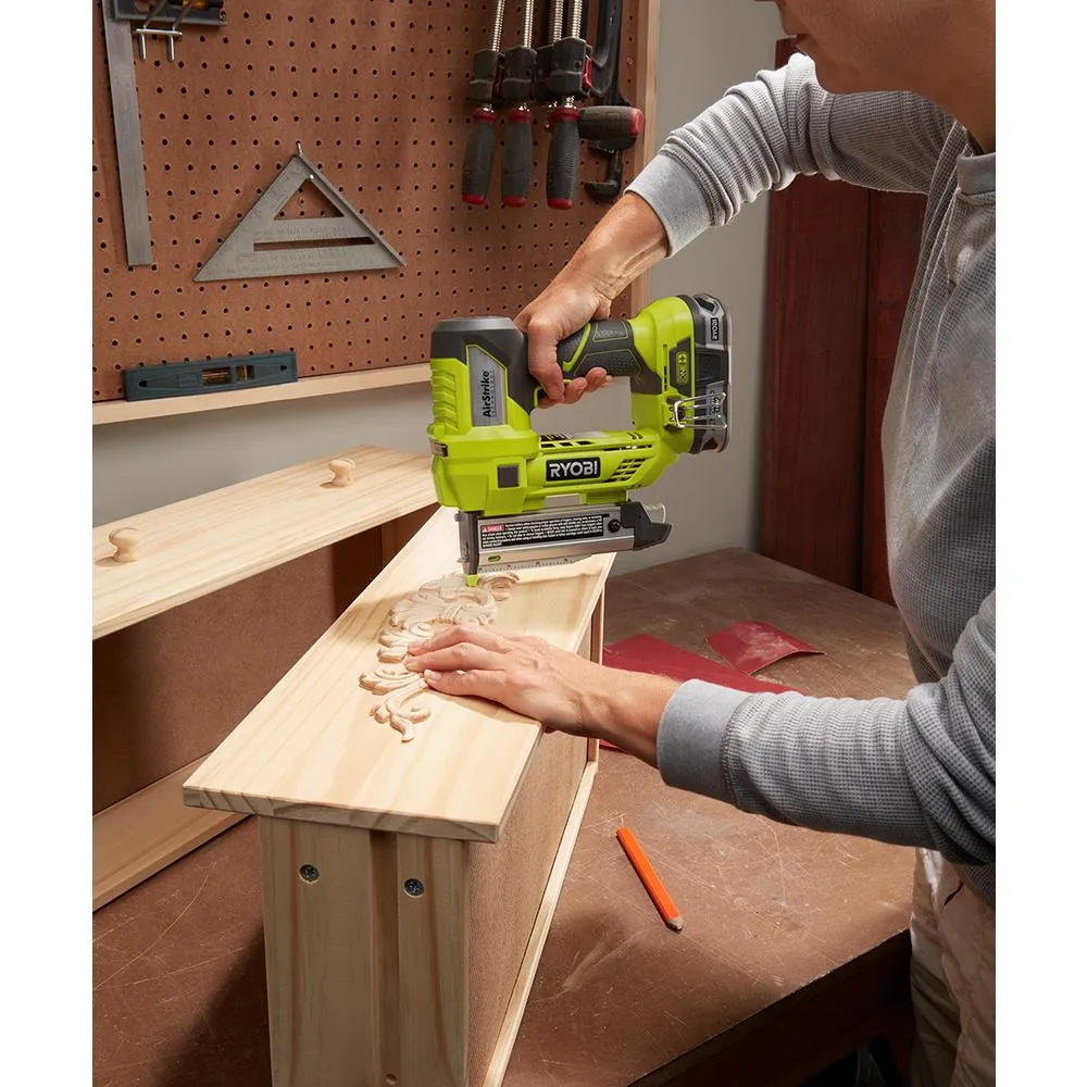 RYOBI 15 Amp 10 in. Sliding Compound Miter Saw and 18-Volt Cordless Airstrike ONE+ Pin Nailer Kit, photo 9 of 12