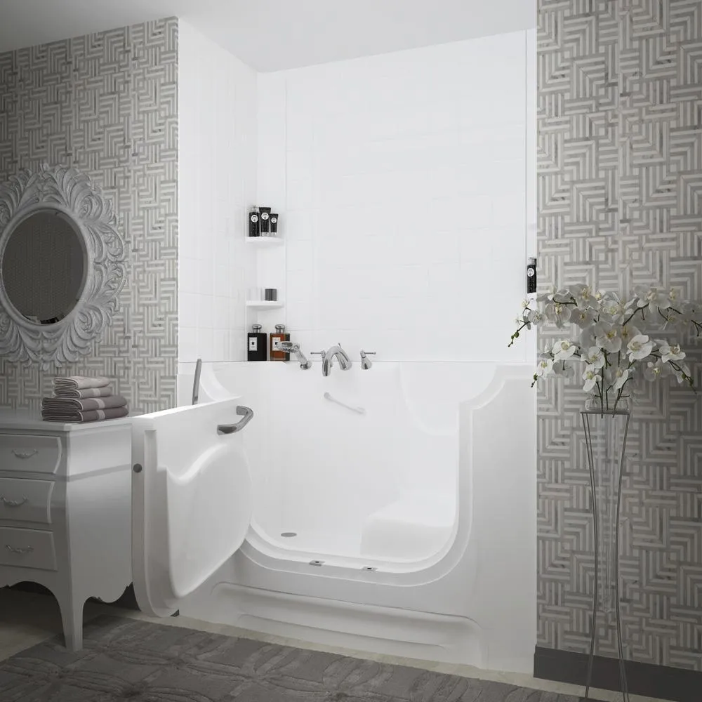 NOVA Heated Rampart Wheelchair Accessible 5 ft. walk-in bathtub with 6 in. Tile Easy Up Adhesive Wall Surround in White, photo 7 of 7