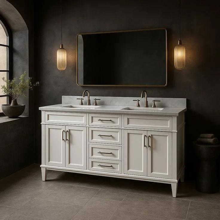 Home Decorators Collection Sonoma 72-inch Double Sink White Bathroom Vanity with Carrara Marble Top, photo 2 of 3