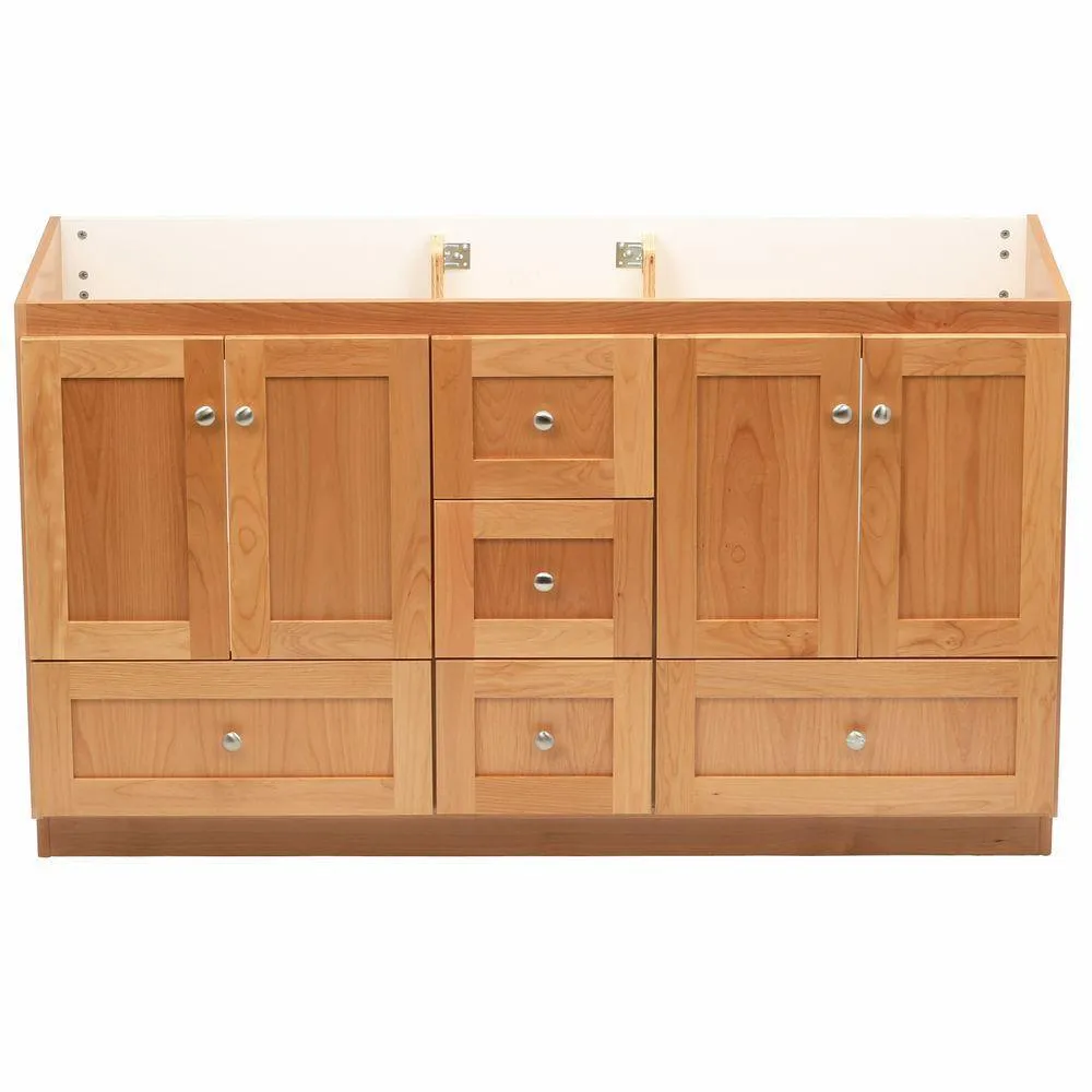 Shaker 60 in. W x 21 in. D x 34.5 in. H Vanity for Double Basins Cabinet Only in Satin White, photo 19 of 19
