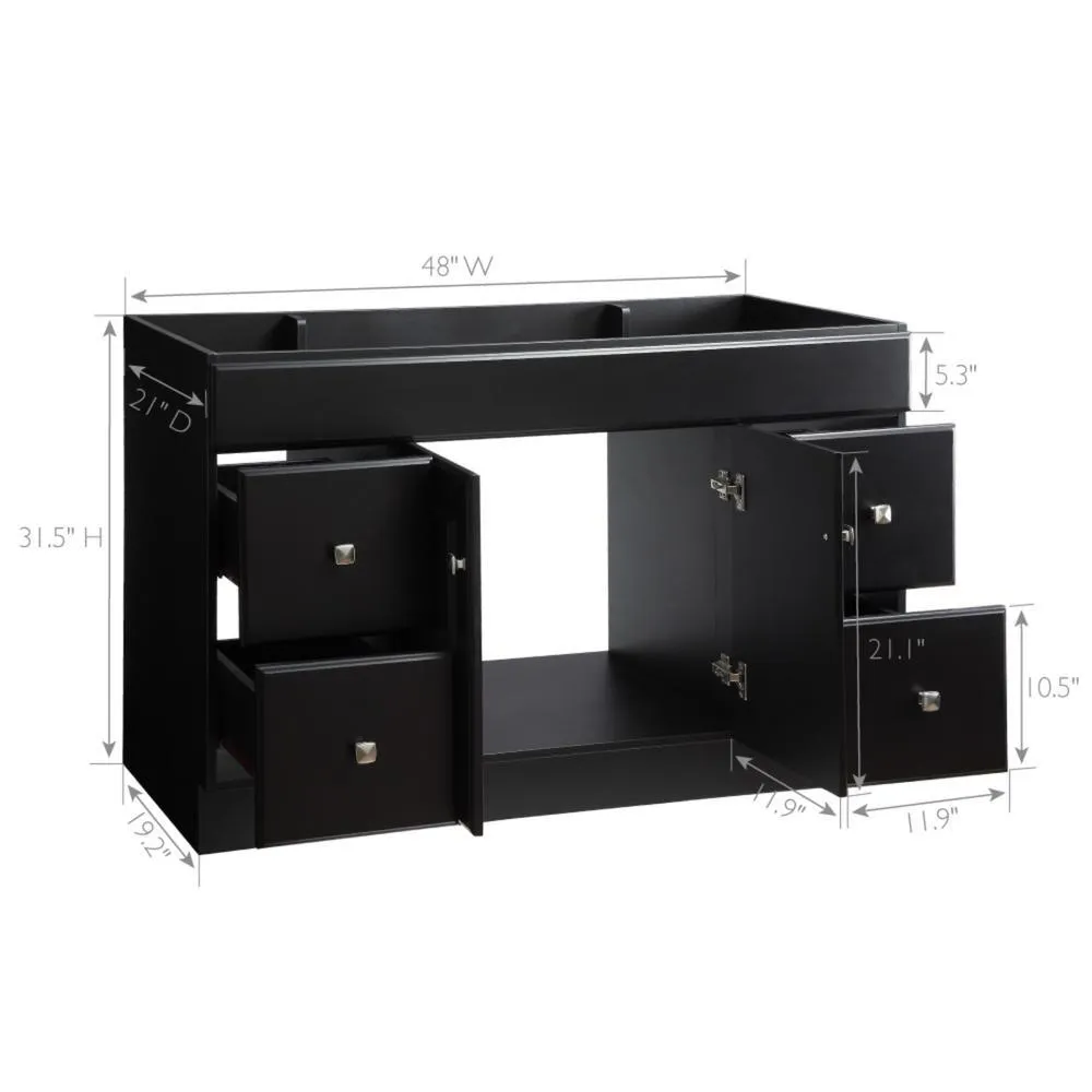 Wyndham 48 in. W x 21 in. D Ready to Assemble Bath Vanity Cabinet Only in Espresso, photo 7 of 29