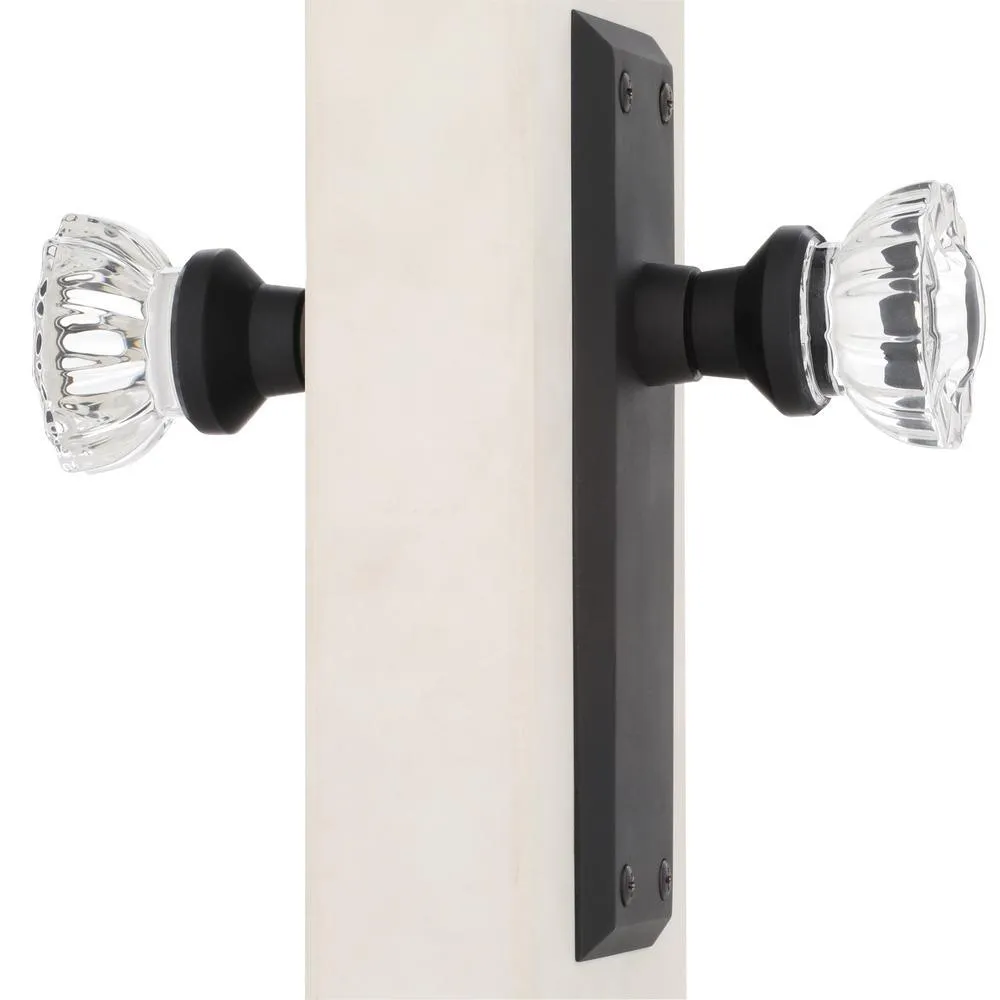 New York Plate 2-3/8 in. Backset Oil-Rubbed Bronze Privacy Bed/Bath Crystal Glass Door Knob, photo 3 of 17