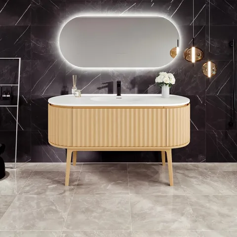 Haven 55-in Natural Oak Vanity with Solid Surface Top & Integrated Sink