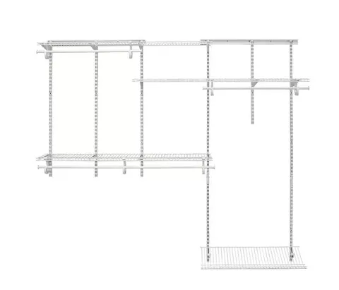 13 in deep · 96 in wide · 78 in high ShelfTrack 5 ft. - 8 ft. Steel Closet System Organizer Kit with Shoe Shelf