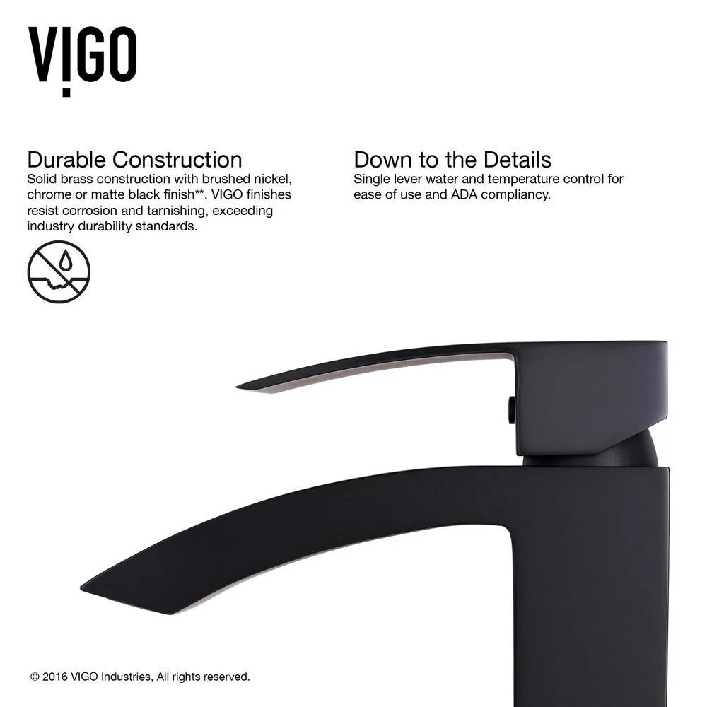 VIGO Petunia Matte Stone Vessel Bathroom Sink in White with Duris Bathroom Vessel Faucet in Matte Black, photo 12 of 15