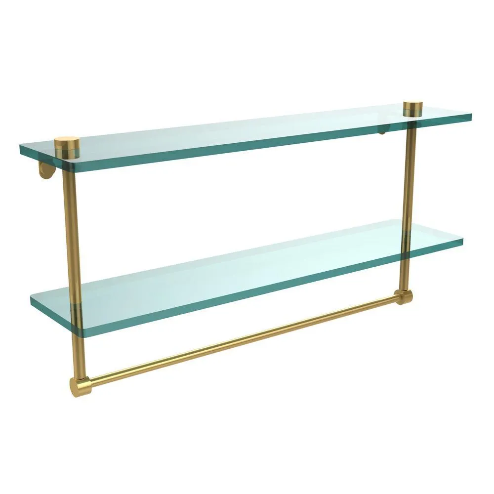 22 in. L x 12 in. H x 5 in. W 2-Tier Clear Glass Bathroom Shelf with Towel Bar in Oil Rubbed Bronze, photo 13 of 15