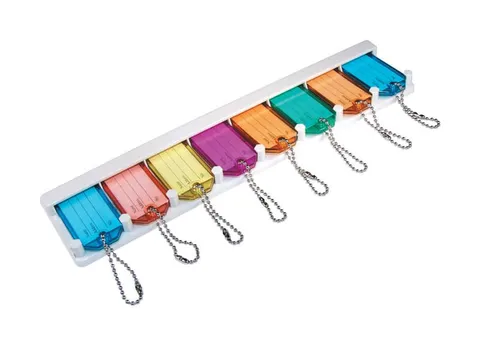 Metal/Plastic Assorted Labeling/ID Key Holder, 8-Pack